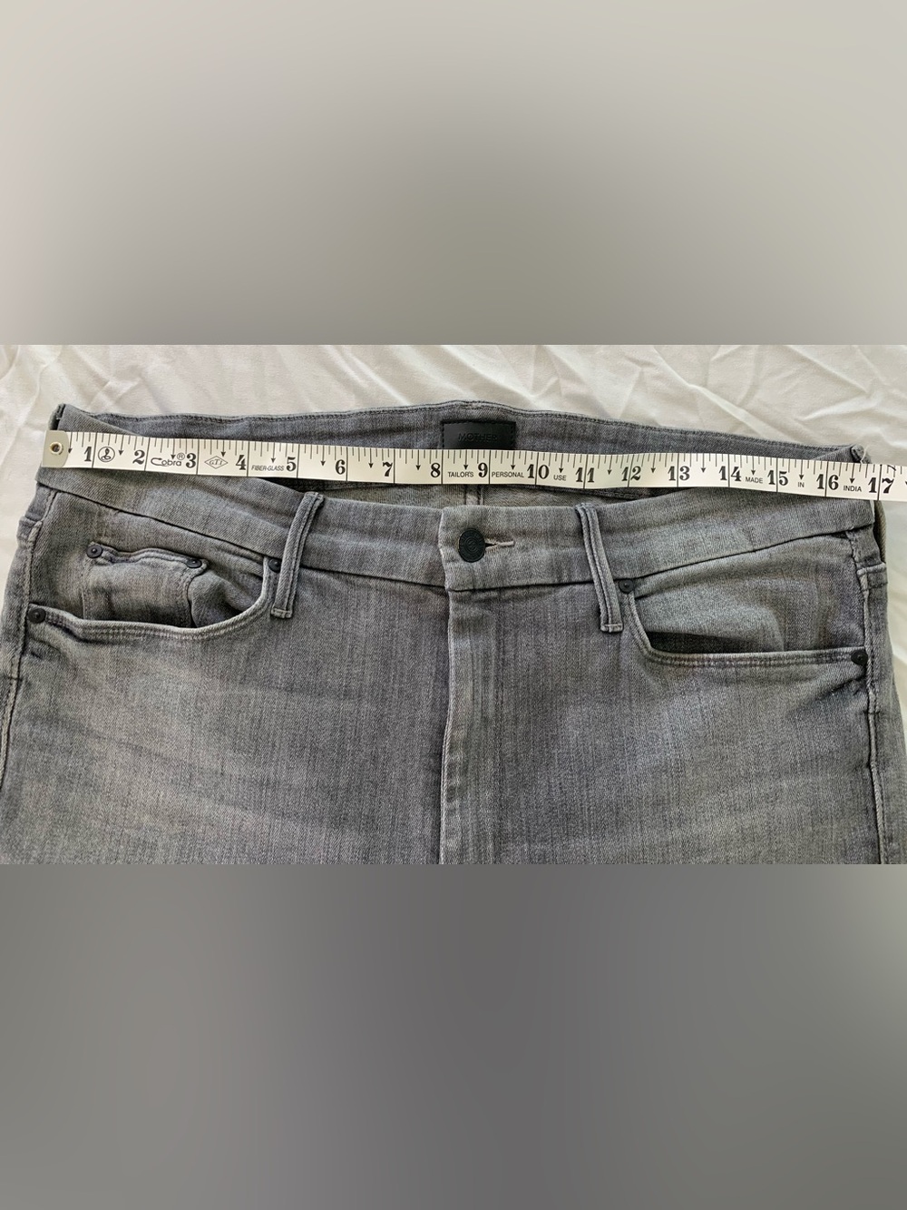 MOTHER The Looker Jeans in Grey-Black Distressed Denim - Picture 8 of 10